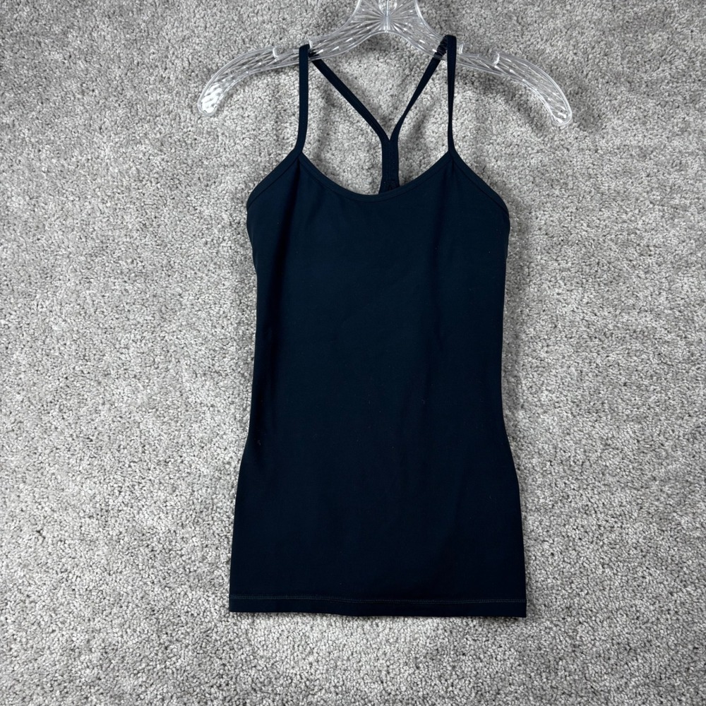 Lululemon Power Y Tank Top Black Racerback Built-in Bra Womens Size 4